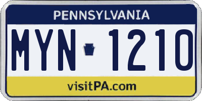 PA license plate MYN1210