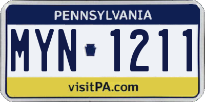 PA license plate MYN1211