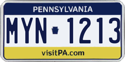 PA license plate MYN1213