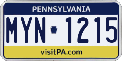PA license plate MYN1215