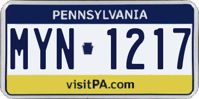 PA license plate MYN1217