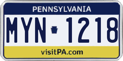 PA license plate MYN1218