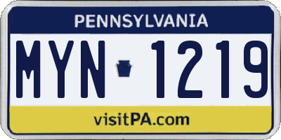 PA license plate MYN1219
