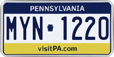 PA license plate MYN1220