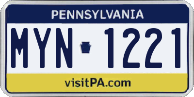 PA license plate MYN1221