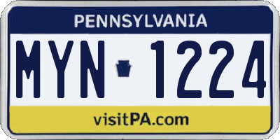PA license plate MYN1224