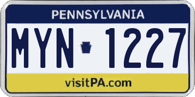 PA license plate MYN1227
