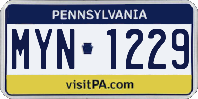PA license plate MYN1229