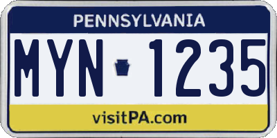 PA license plate MYN1235