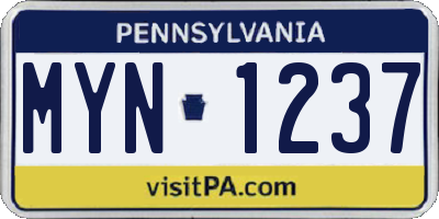 PA license plate MYN1237