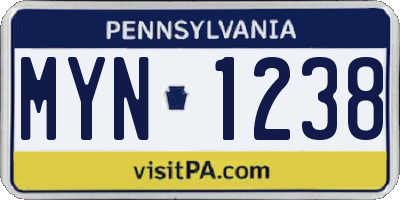 PA license plate MYN1238