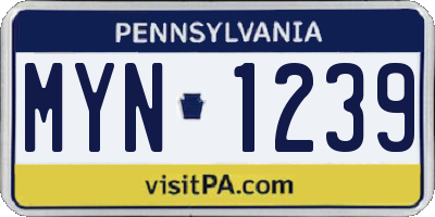 PA license plate MYN1239
