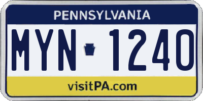 PA license plate MYN1240