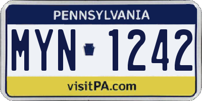 PA license plate MYN1242
