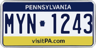 PA license plate MYN1243