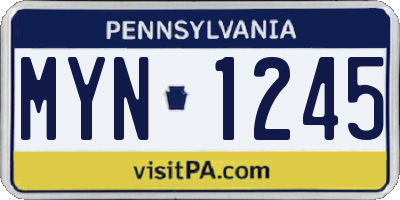 PA license plate MYN1245