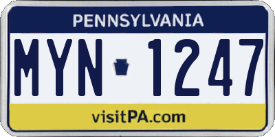 PA license plate MYN1247