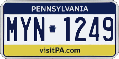 PA license plate MYN1249