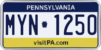 PA license plate MYN1250