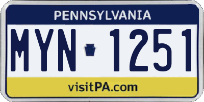 PA license plate MYN1251