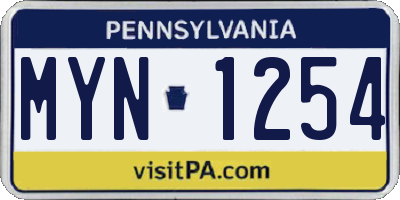 PA license plate MYN1254