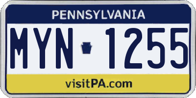 PA license plate MYN1255