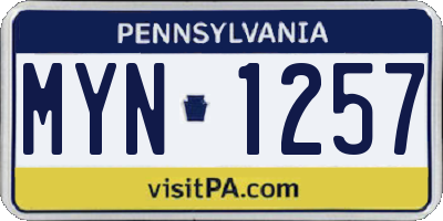 PA license plate MYN1257