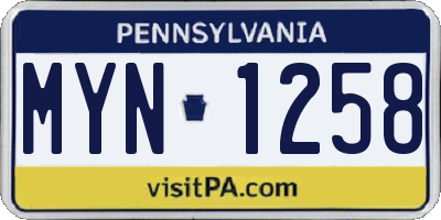 PA license plate MYN1258