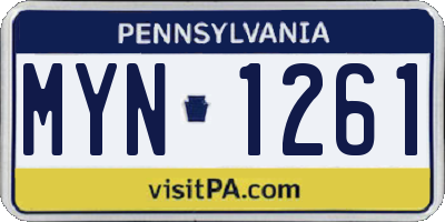 PA license plate MYN1261
