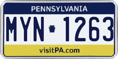 PA license plate MYN1263