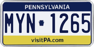 PA license plate MYN1265