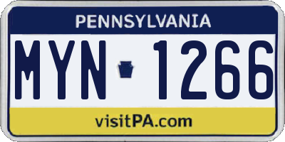 PA license plate MYN1266