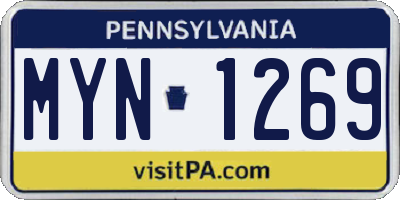 PA license plate MYN1269