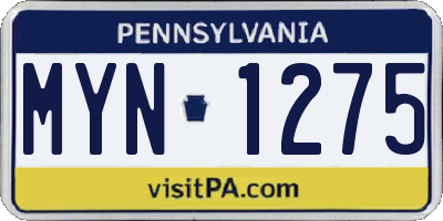 PA license plate MYN1275
