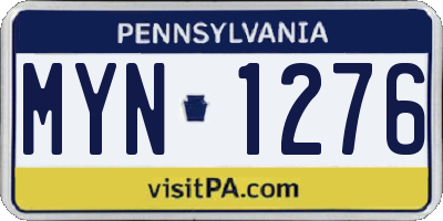 PA license plate MYN1276