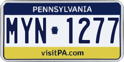 PA license plate MYN1277