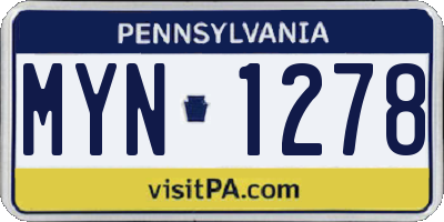 PA license plate MYN1278