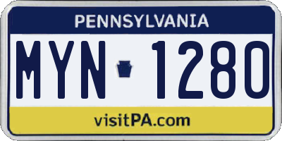 PA license plate MYN1280