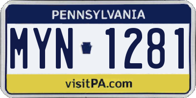PA license plate MYN1281