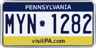 PA license plate MYN1282