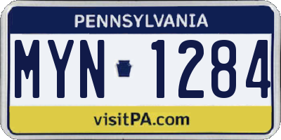 PA license plate MYN1284