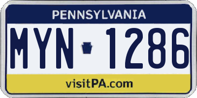 PA license plate MYN1286