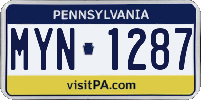 PA license plate MYN1287