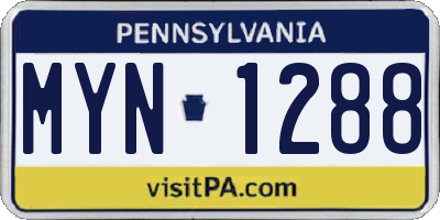 PA license plate MYN1288