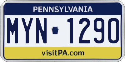PA license plate MYN1290