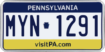 PA license plate MYN1291