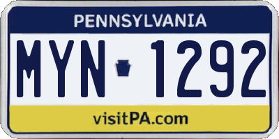 PA license plate MYN1292