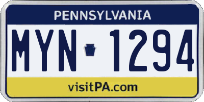 PA license plate MYN1294