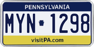 PA license plate MYN1298