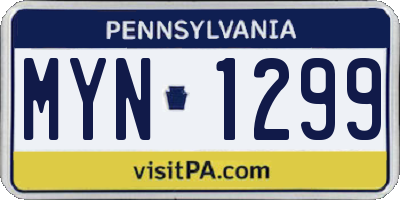 PA license plate MYN1299